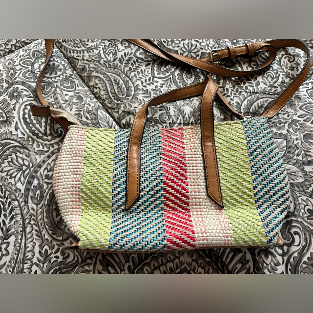 Nautica Embroidered Straw Crossbody Bag Multicolor Women’s Purse - Picture 5 of 6